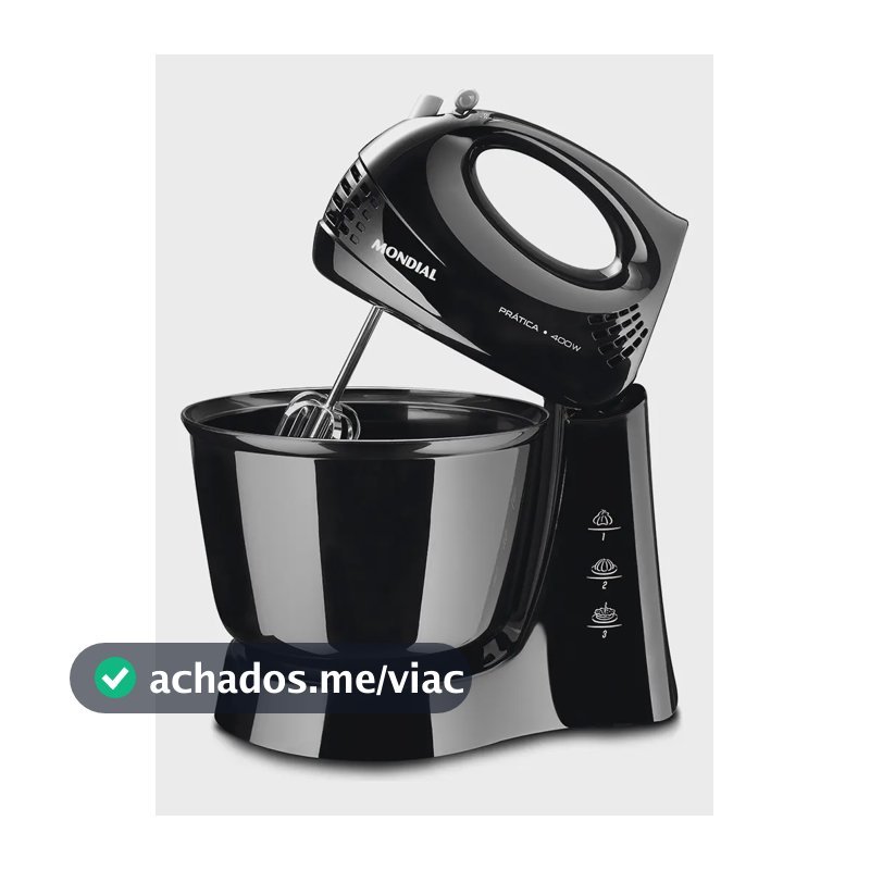Batedeira Prática Mondial Preto 400W B-44-B