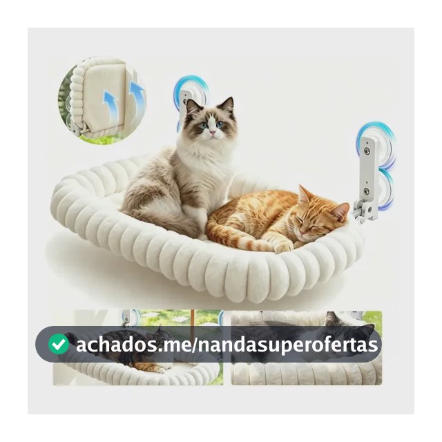 Cama suspensa com ventosa para janela para gatos, cama para mascote ampla, almofada branca macia removível e lavável
