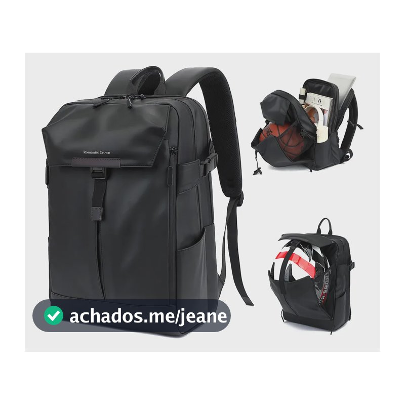 Mochila Notebook Impermeável Escolar Feminina Masculina Preto Couros