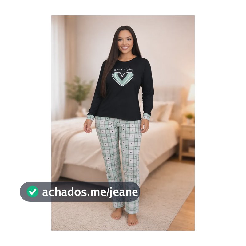 Pijamas De Frio Camisa E Calça De Malha Atacado Promoção Estampa Coração Xadrez Gg 46
