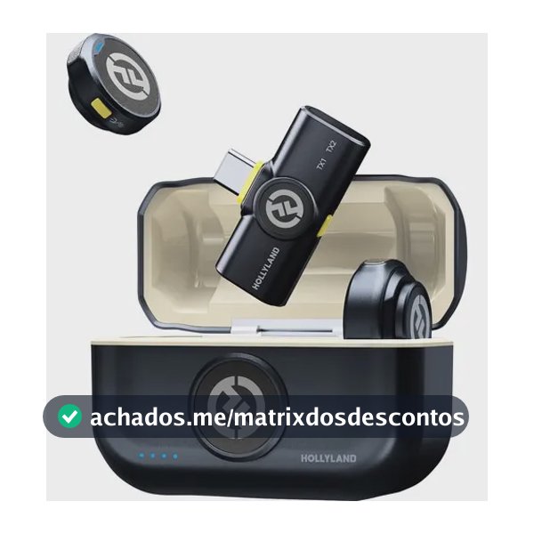 Hollyland Lark M2 Microfone S/ Fio P/ iPhone 15/16/17 E Android USB-C