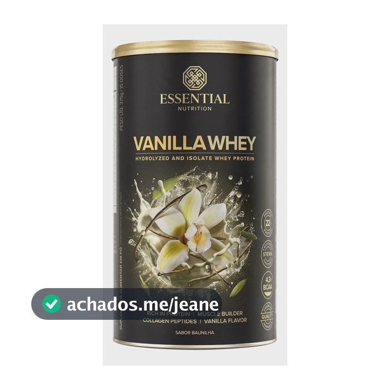 Vanilla Whey 375g Essential Nutrition Whey Protein Isolado Vanilla Whey Baunilha 375g