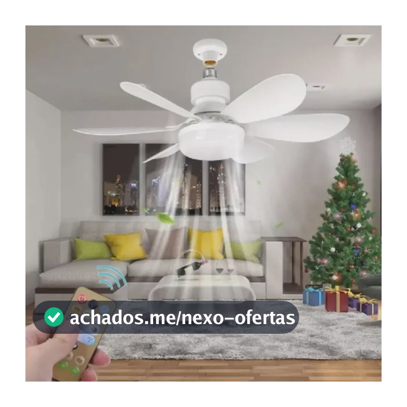 Novo Ventlador Teto 100 6 Hélices com Controle Ajustável Bivolt E27 Lâmpada Led Silencioso