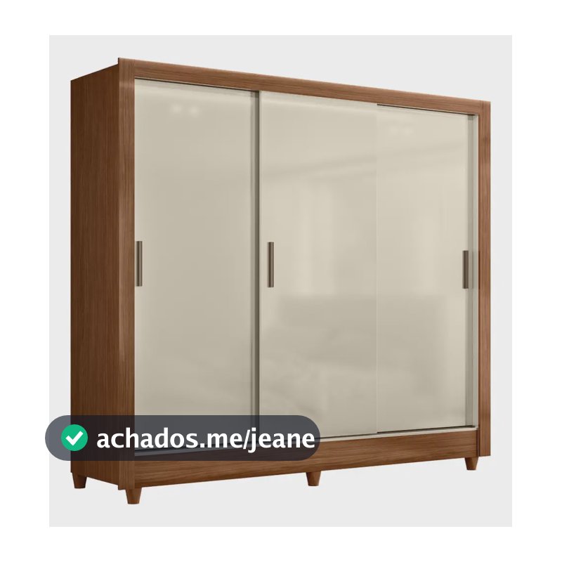 Guarda Roupas Casal 3 Portas Correr 2 Gavetas França Andirá Madeirado Off White