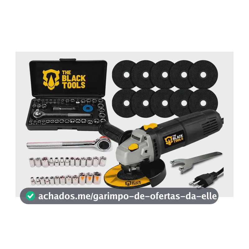 Esmerilhadeira Lixadeira Angular 4.1/2 Profissional Com Kit De Soquetes Catraca Reversível 40 Peças The Black Tools