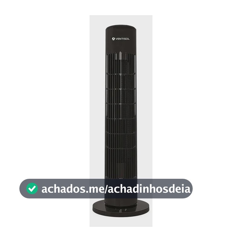 Ventilador de Torre Ventisol Fênix Preto com Controle Remoto e Oscilação