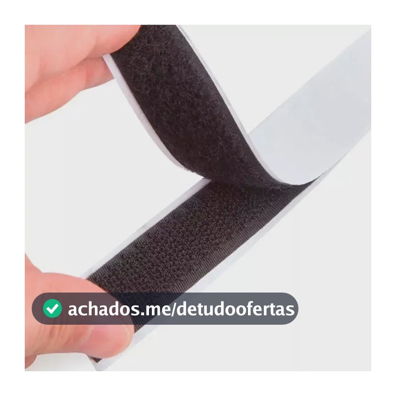 Fita Velcro Auto Adesiva Preta 16mm 1 Metro para Pedalboard