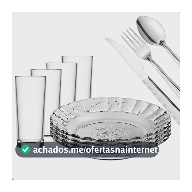 Aparelho De Jantar 20 Peças - Pratos + Copos + Talheres Inox Transparente