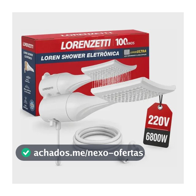 Chuveiro Ducha Lorenzetti Loren Shower Eletrônico Branco 6800w 220V