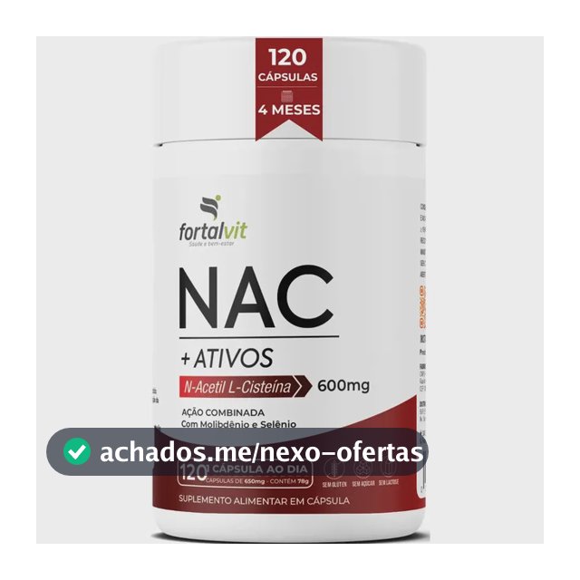 NAC 600mg 120 Cápsulas 4 Meses de Uso, Longa Duração 2x Mais, com Molibdênio e Selênio, Fortalvit