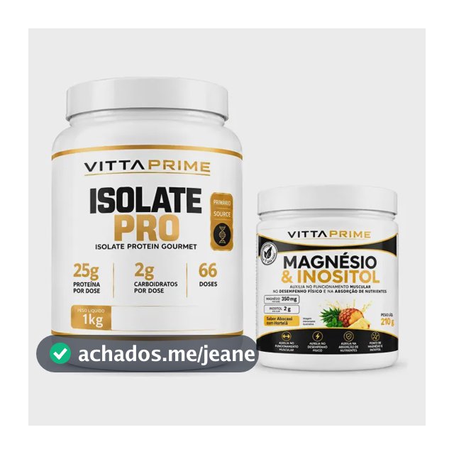 Kit Whey Protein Isolate 1 Kg + Magnésio 350mg Inositol 210g