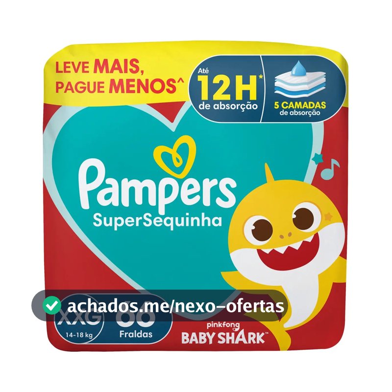 Fralda Descartável Pampers Supersequinha Tamanho XXG 66 Unidades
