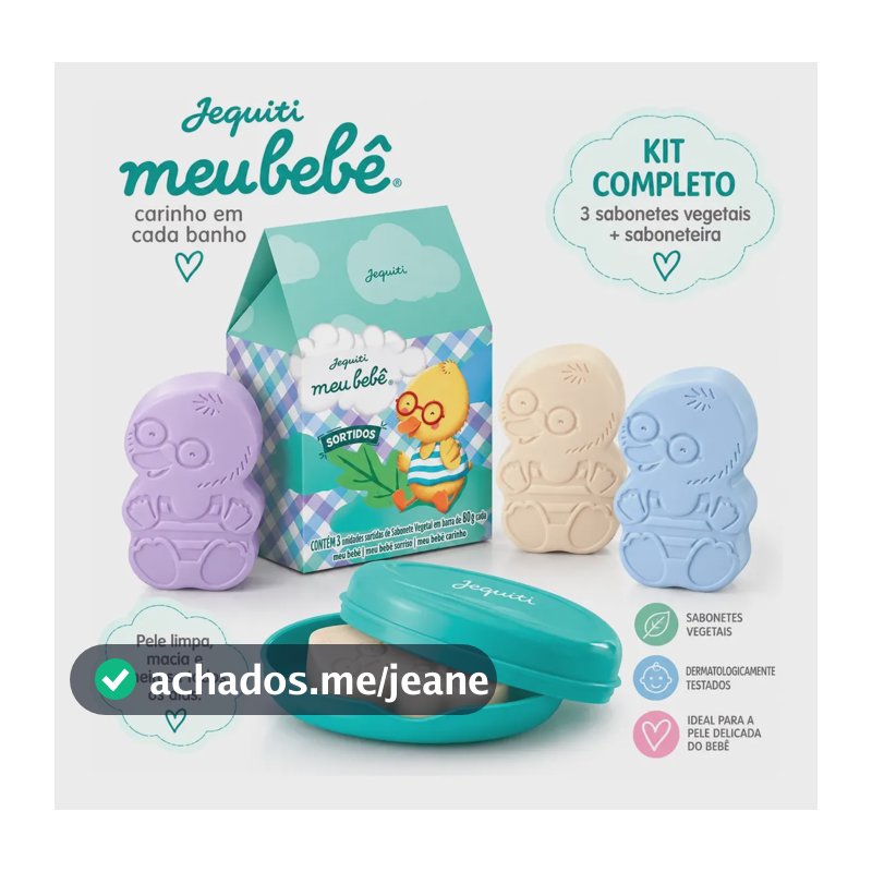 Kit Meu Bebê Jequiti 3 Sabonetes 80g + Saboneteira Original Colorido