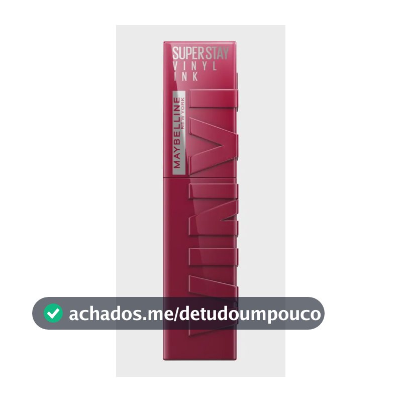 Maybelline NY SuperStay Vinyl Ink Batom Líquido, Longa Duração, Acabamento Vinil Espelhado e Efeito Gloss, Brilho Instantâneo, Conforto para os Lábios, Fórmula Vegana, Cor Unrivaled 4,2ml