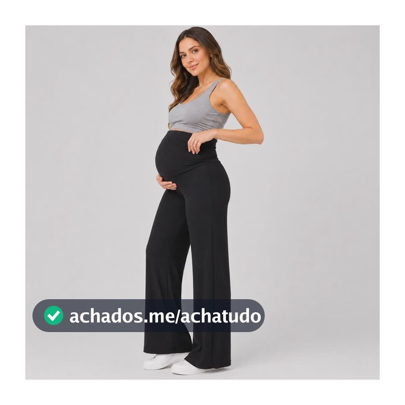 Calça Gestante Maternidade Pantalona Alto Conforto Preto M