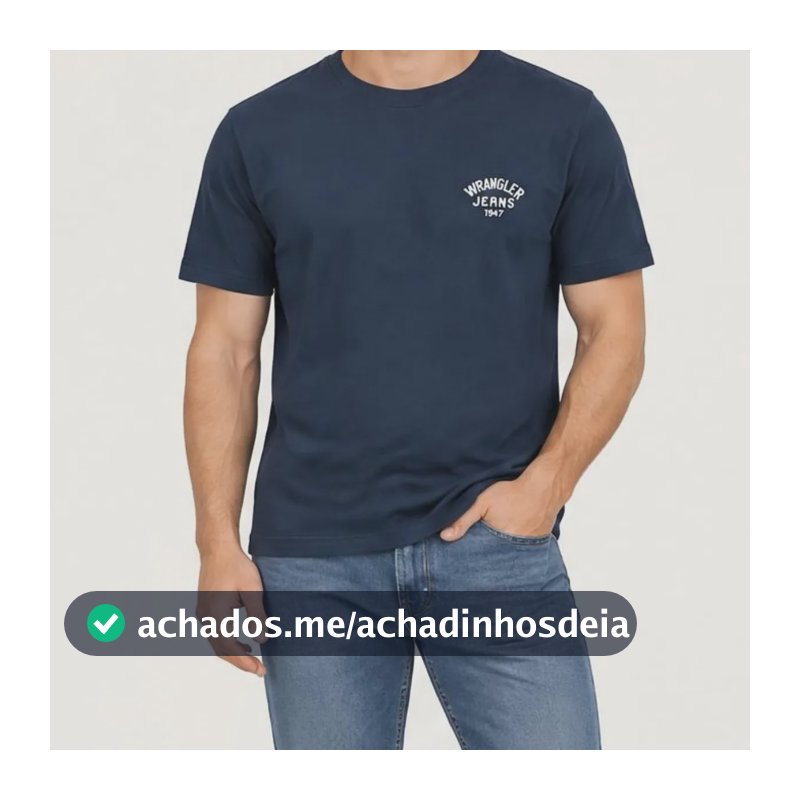 Camiseta Masculina T-shirt Wrangler Básica 100% Algodão Azul-marinho Gg