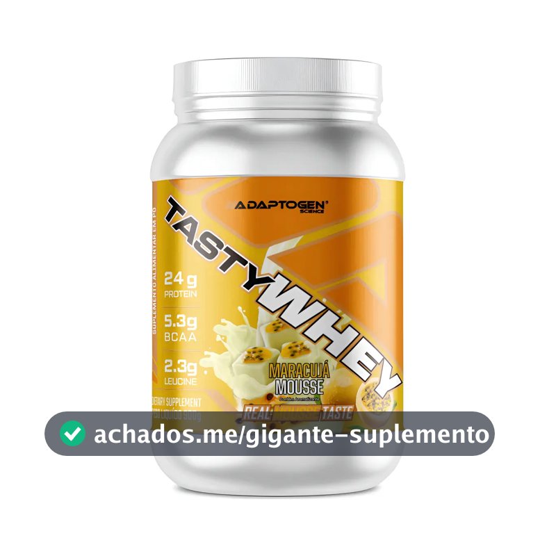 Suplemento Tasty Whey 3w Gourmet Whey Protein Adaptogen Science Pote 900g Sabor Mousse de Maracujá
