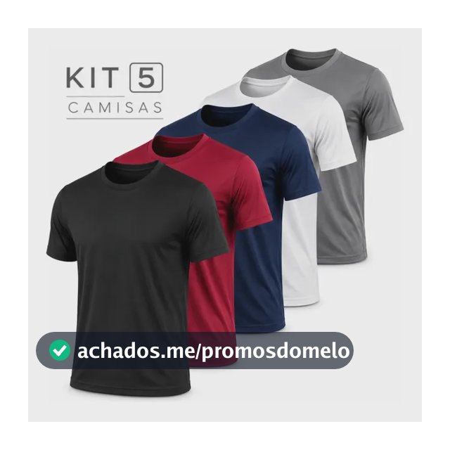 Kit 5 Camisetas Básicas Masculina Dry Fit Lisa Tradicional Sortido Lisa G