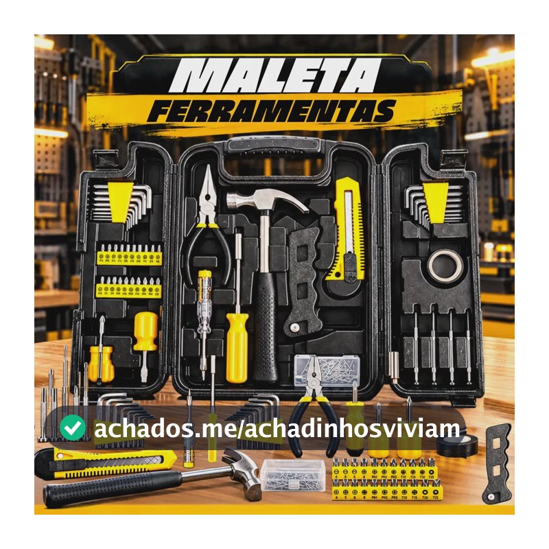 Jogo Maleta ferramentas 200 peças profissioal e domestico Completa Manutenção, Alicate, Bits, Estilete, Chaves Allen, Fenda E Phillips, Martelo, Serra, Fita Isolante, Pregos, Buchas, Chave Voltagem
