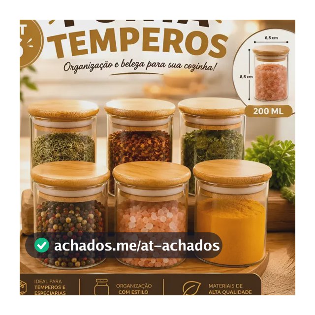 Kit 6 Pote Vidro Porta Temperos Hermético Cozinha Organiza V Vidro/tampa De Bambu