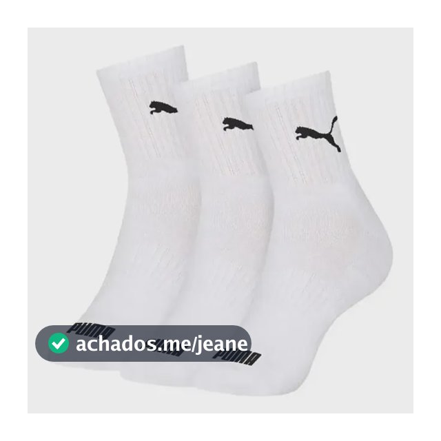 3 Pares Meia Esportiva Masculina Cano Médio Puma 4530/4795