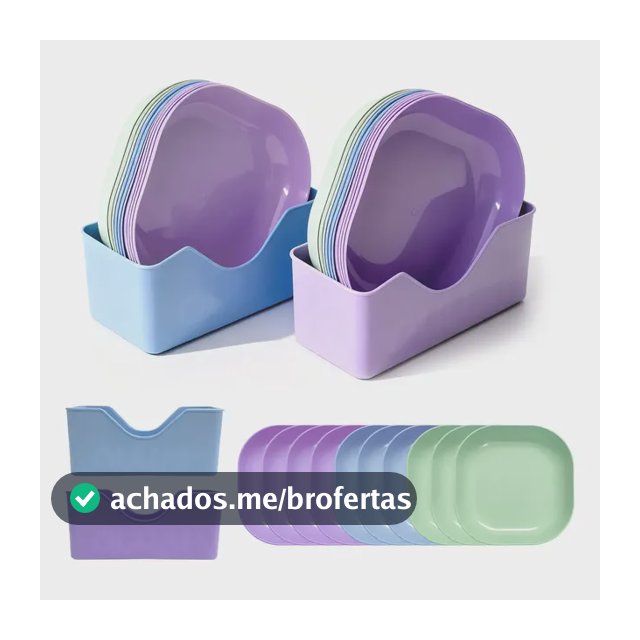 Kit 20 Pratos Coloridos Para Servir + 2 Base Organizador 2 Un