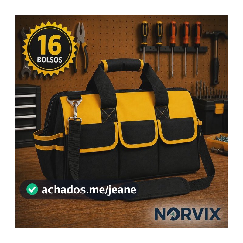 Bolsa Maleta de Ferramentas Grande Reforçada Impermeável para Eletricistas e Profissionais – Norvix