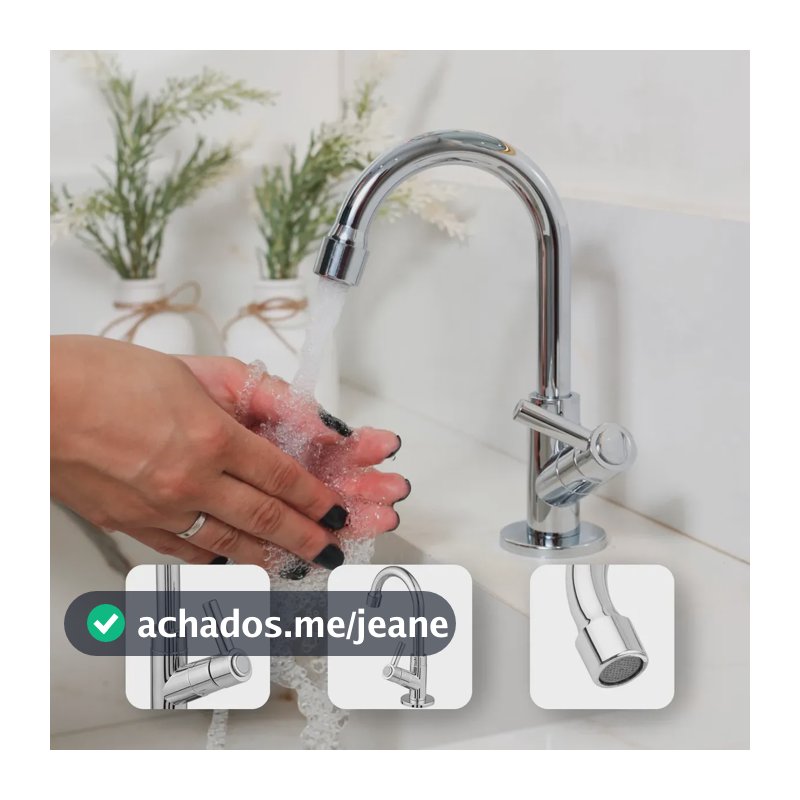 Torneira Pia Cuba Lavabo Banheiro Bancada Mesa 1/2 Lavatório Bica Móvel 360º Cromada Brilhante Aromatec