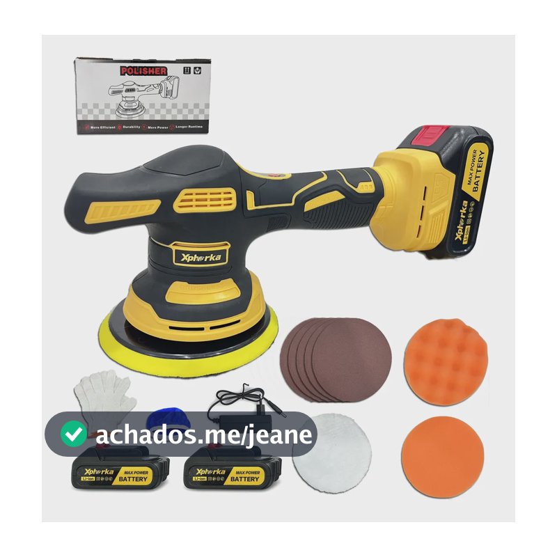 Politriz Roto Orbital 48v Sem Fio Com 2 Baterias Automotiva Amarelo 127/220v
