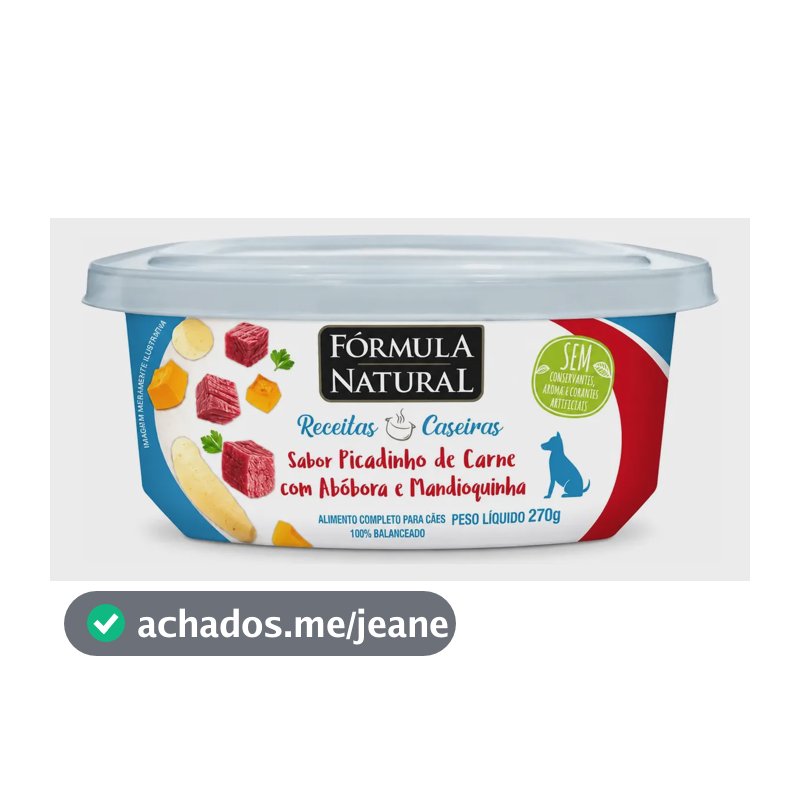 Comida Úmida Para Cão Picadinho De Carne 270g Fórmula Natural