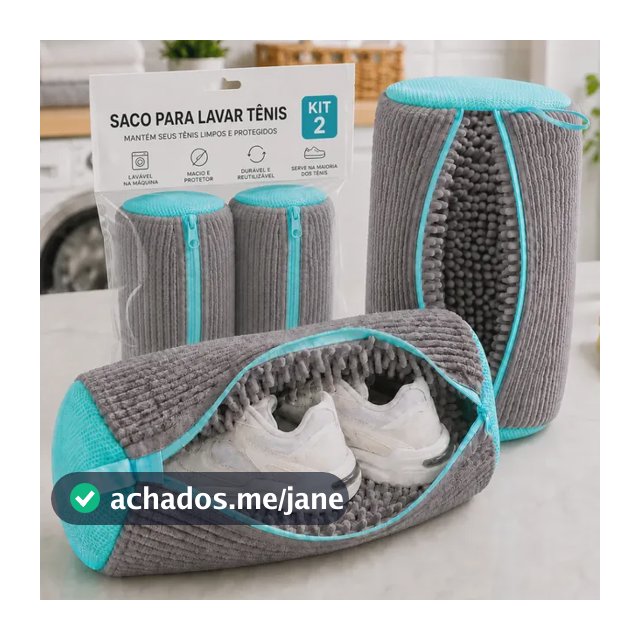 Kit 2 Sacos Para Lavar Tênis E Sapatos Em Máquina De Lavar – Saco Telado Anti-Impacto Com Fechamento Em Zíper