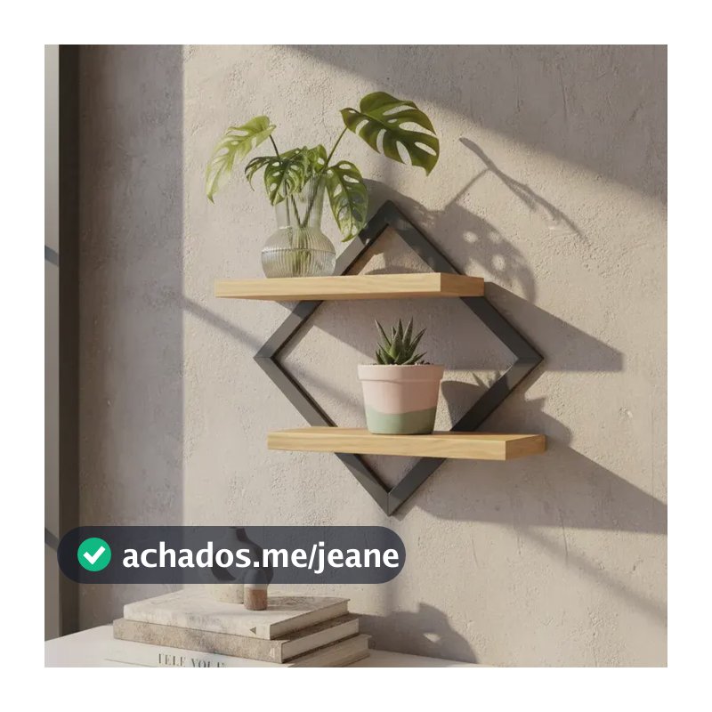 Quadro Decorativo Com Prateleira Dupla Nicho Moldura Luxo Pinus Preta