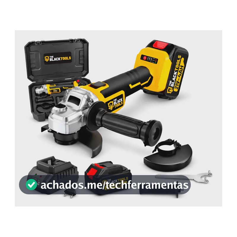 Lixadeira Manual Esmerilhadeira Bateria 21v 4ah + Maleta Preto E Amarelo 127/220v