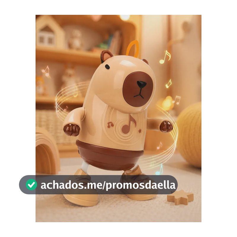 Brinquedo Animais Dança Canta Musica Criança Luzes Infantil Capivara Dançarina Imita Voz Marrom-claro