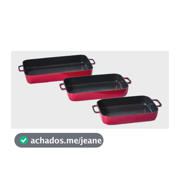 Jogo 3 Assadeiras Antiaderente Alumínio Carola Vermelha Vermelho