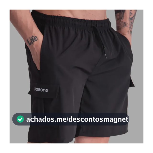 Short Cargo Masculino 5 Bolsos Tactel Elastano Leve Casual