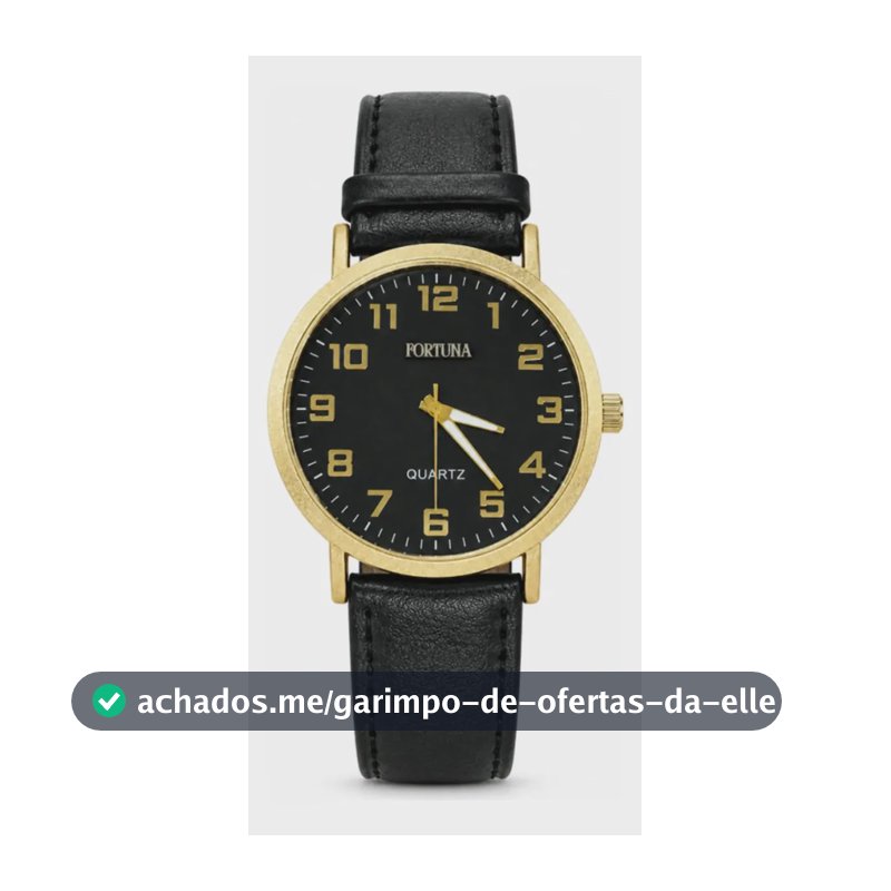 Relógio De Pulso Masculino Minimalista Old Money Fortuna Preto Cx Dourada E Preto
