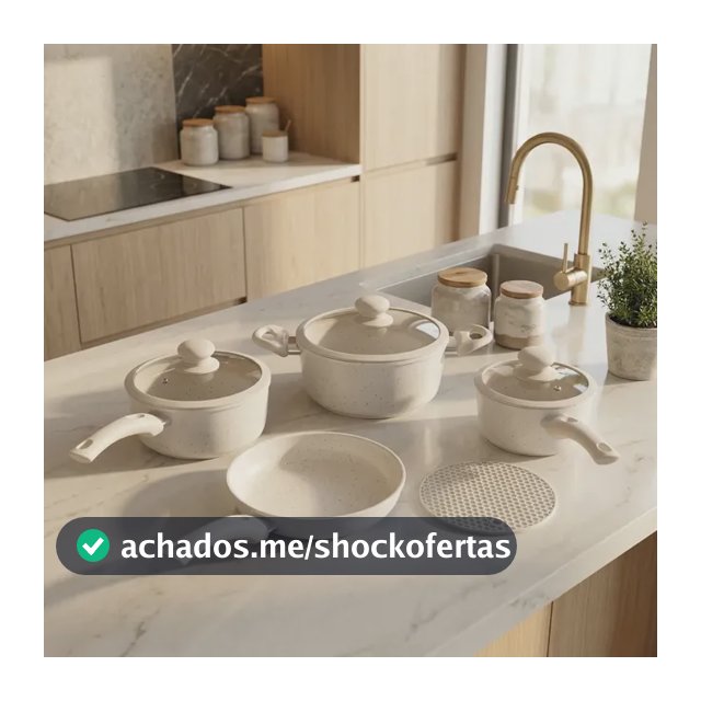 Jogo Panela Ceramica Antiaderente 5pç Tampa Silicone Induçao Bege