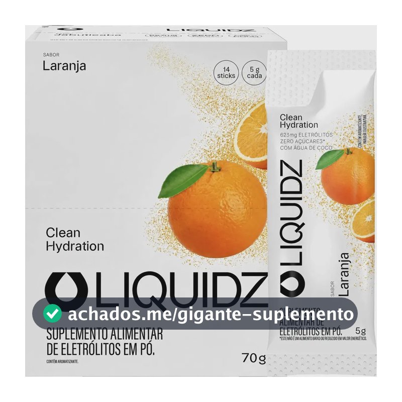 Liquidz® Eletrólitos Zero Açúcar - Sabor Laranja - 14 Sachês