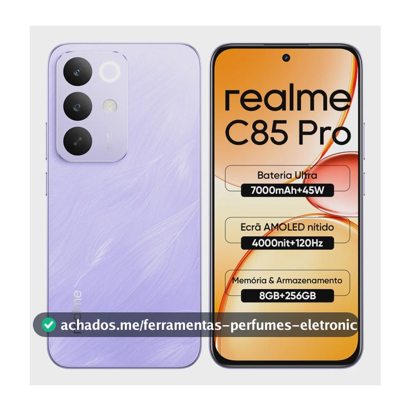 Celular Smartphone Realme C85 Pro 256gb 8gb Ram Dual Sim Bateria 7000mah IP69 Pro Resistência à água Violeta