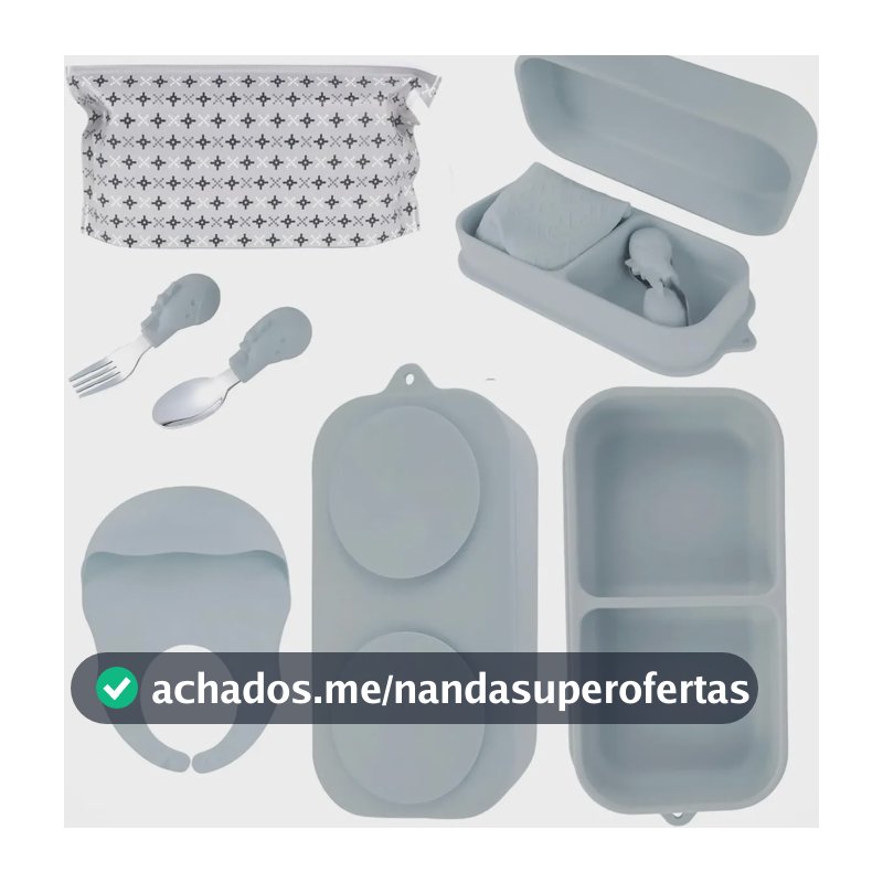 Kit Refeição Infantil Em Silicone Portátil Com Prato Ventosa Babador Estojo Garfos E Colheres