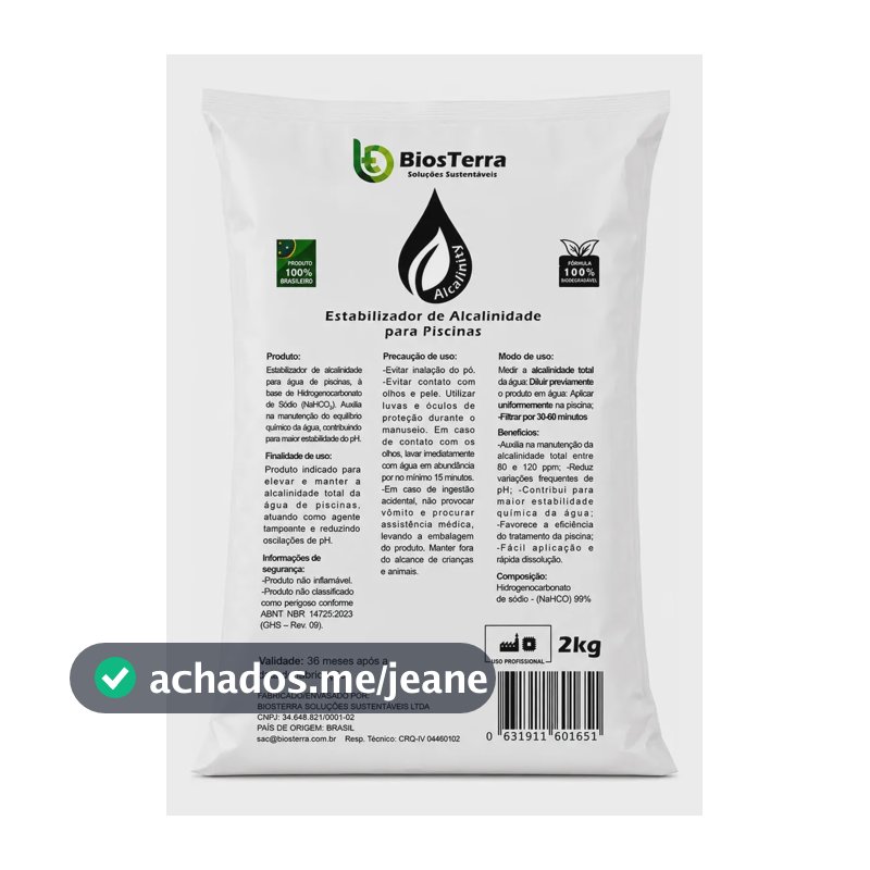 Elevador De Alcalinidade Para Piscinas 2kg Alcalinity