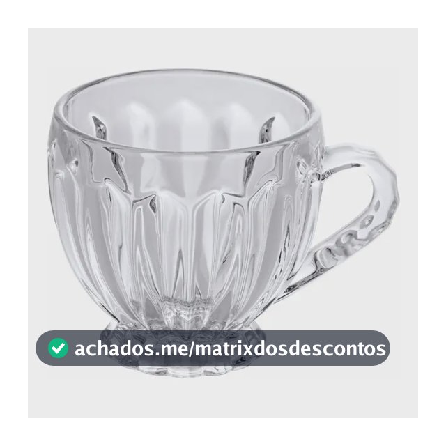 Jogo 6 Xicaras De Vidro Transparente Chá Café Melissa 200ml