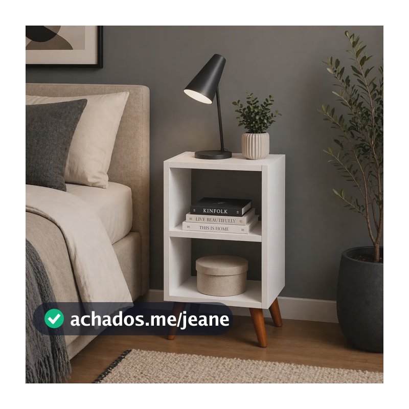 Mesa De Cabeceira Nicho Multiuso Mesinha Lateral Decoração Brilhante Branco