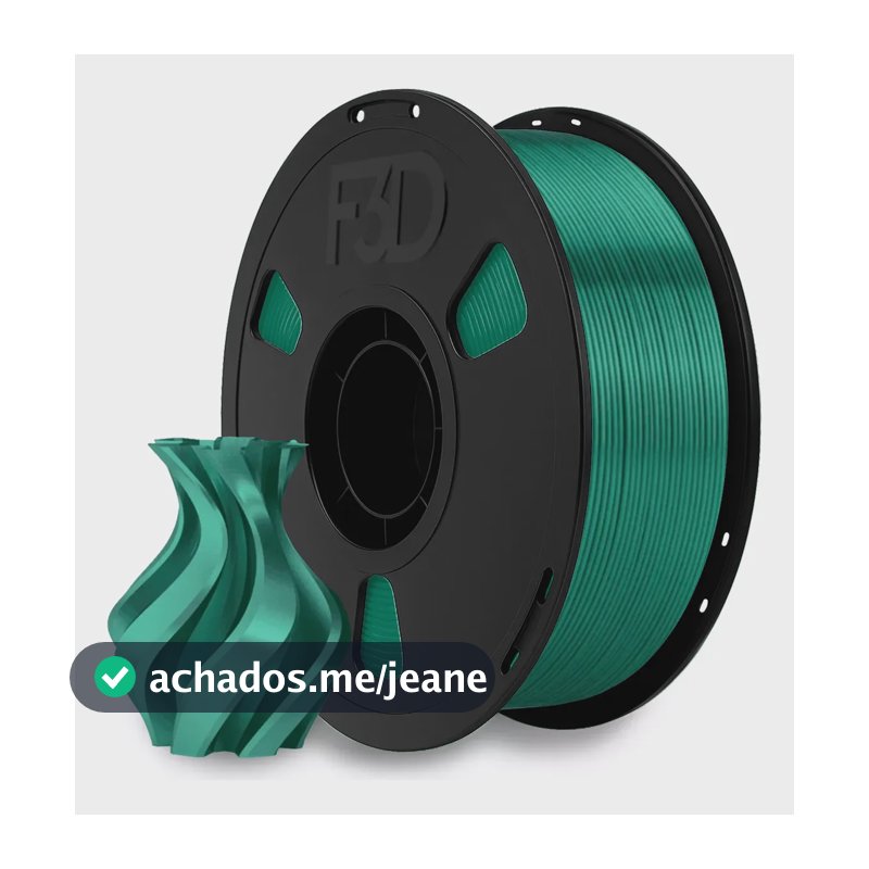 Filamento Pla Silk Verde Esmeralda Impressora 3d F3d 1kg Verde-escuro