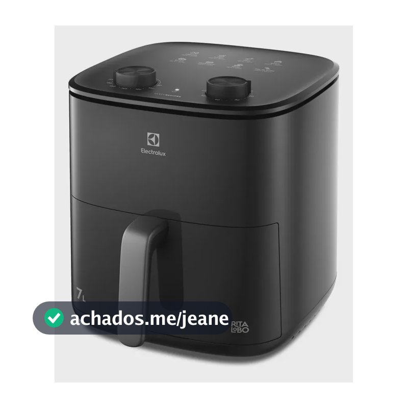 Air Fryer Fritadeira Elétrica sem Óleo 7,0L 1700w Electrolux Grade removível dupla camada Antiaderente 8 Receitas Programadas Aviso Sonoro de segurança automático EAF70 - Preto