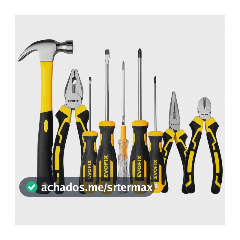 Kit Jogo Ferramentas Alicate Universal Corte e Bico Martelo Chave De Fenda Philips Imantadas