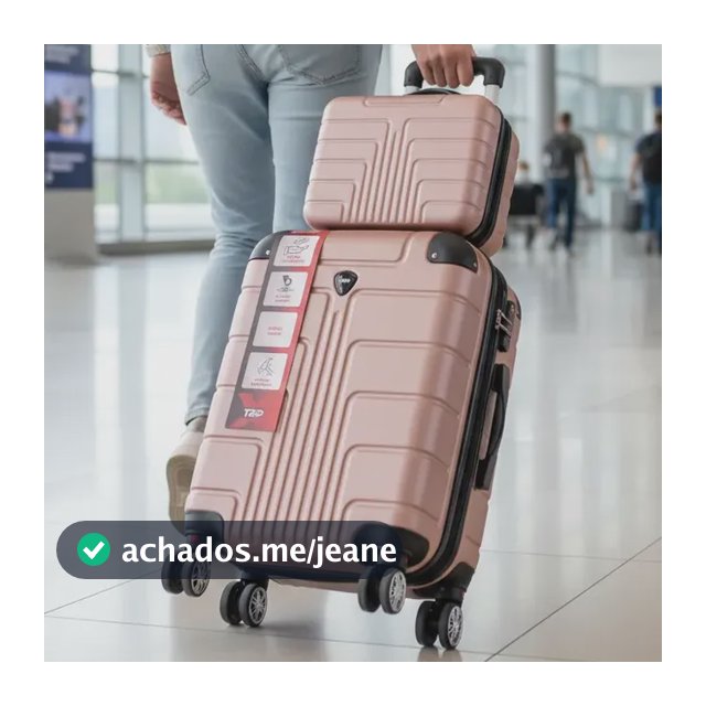 Mala De Bordo Pp + Frasqueira Viagem P Rodinhas 360° Abs