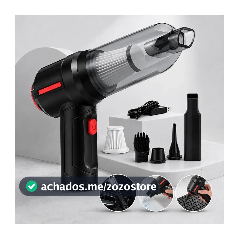 Mini Aspirador De Pó Portátil Recarregável Soprador Usb Automotivo 3em1 Sem Fio Premium Vácuo Limpeza Carro Multifuncional Casa Dr Hank