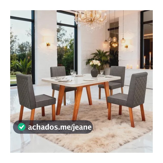 Sala De Jantar 130x90 Mavie Vidro Off 4 Cadeiras Bom Pastor Off-white Naturale Linho Chumbo